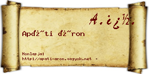 Apáti Áron névjegykártya